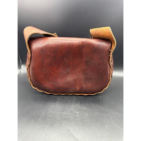 Vintage Tooled Leather Purse Floral Shoulder Hippie Chic Boho Bag Wide Strap - Picture 5 of 14